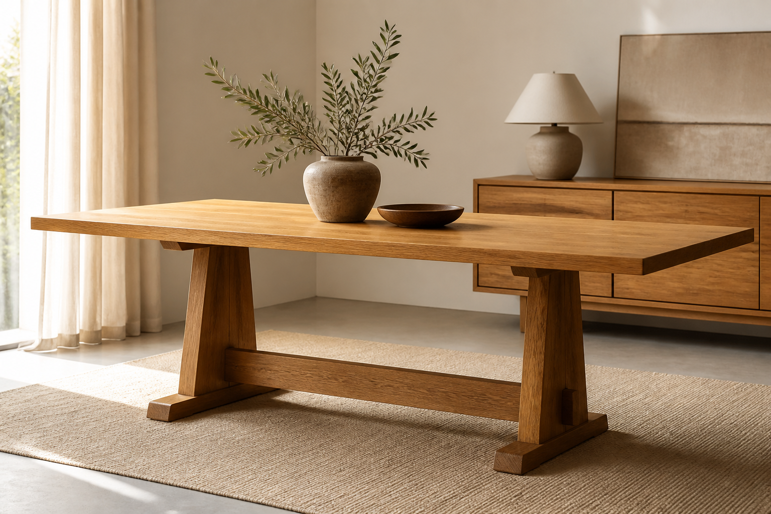Stocked Oak Dinner Table — 220 cm